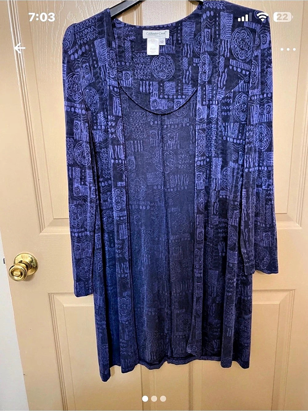 Coldwater Creek Geometric Midi Dress in Blue & Purple Size 12